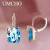 Women's Earrings Blue Zircon Big Stone Hanging Earrings Rose Gold Fashion Jewelry