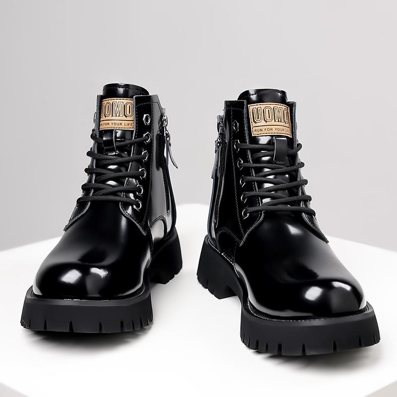 Модные, хит продаж, мужские кожаные ботинки, зимние рабочие ботинки с толстой подошвой, высокие ботинки в британском стиле, мужские деловые ботинки в стиле ретро