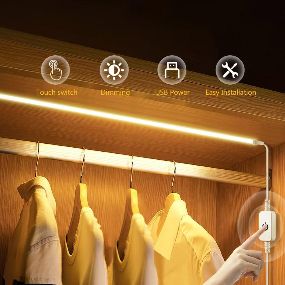 DC 5V LED Under Cabinet Light USB Powered Flexible Tape LED Strip Light 2835 LED Dimmable Control Smart Dimmer Room Decoration