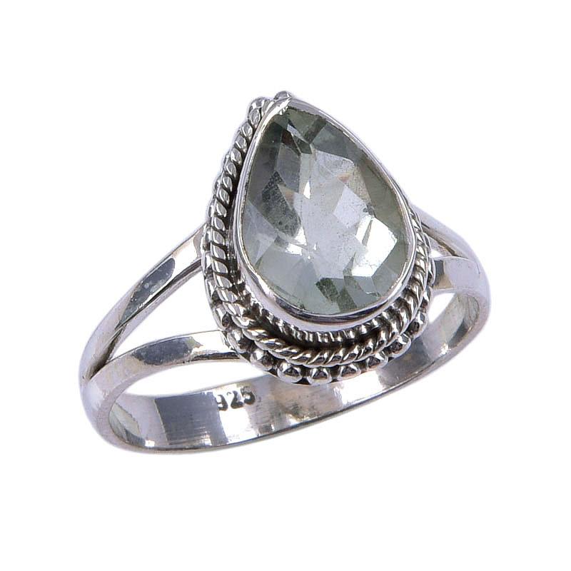 Подарочное кольцо из чистого серебра 925 пробы с натуральным зеленым аметистом S.7.5 Y6u17