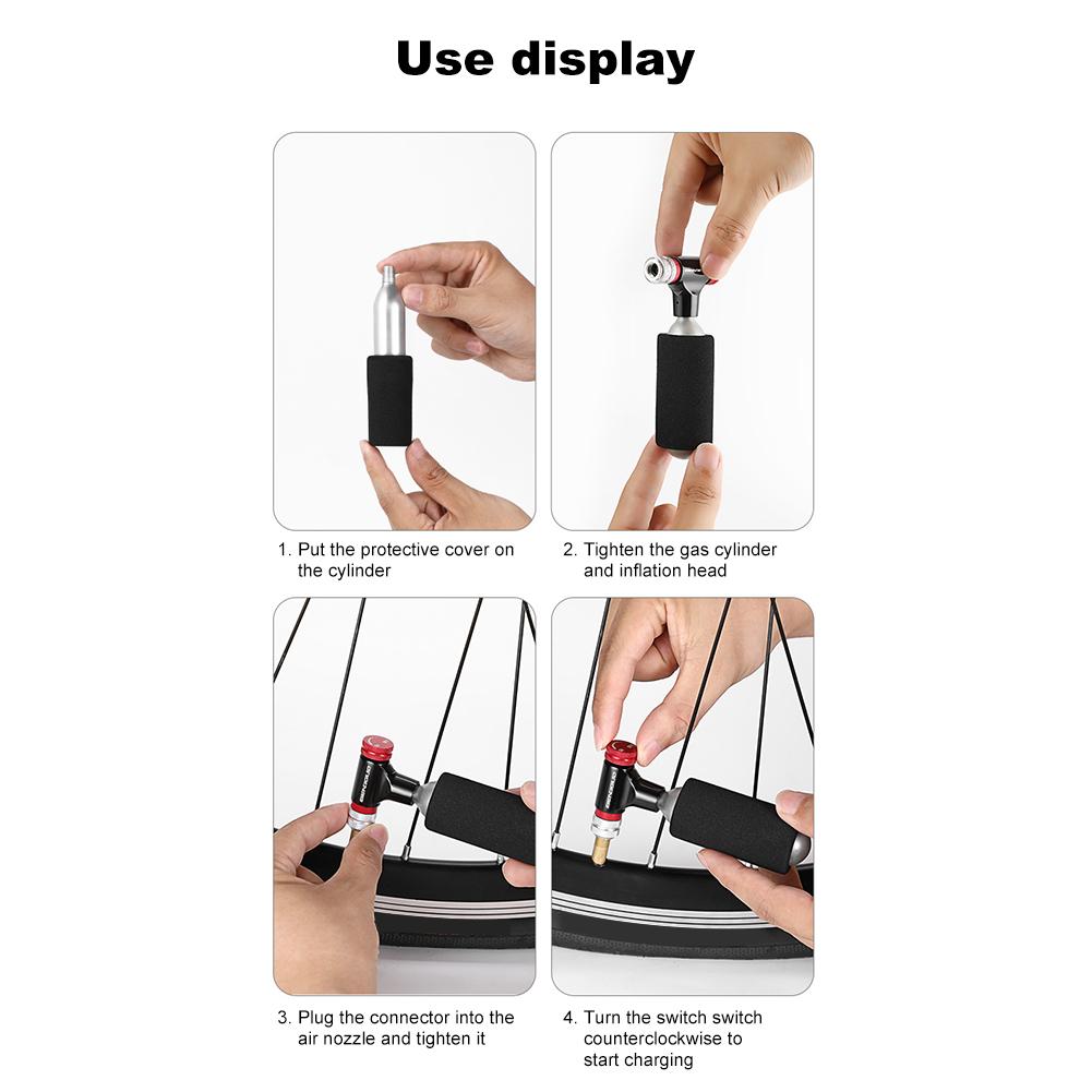 Накачка велосипедных шин CO2 Насосы CO2 Головка для накачки Алюминиевый сплав Инструмент для накачки велосипедных шин Мини-велосипедный CO2-инжектор Велосипедные аксессуары