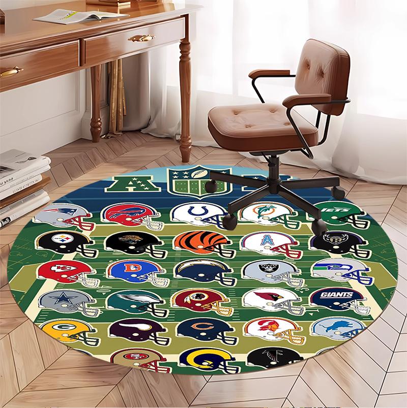 Круглый ковер с узором NFL, коврик для помещений/улицы, для пикника, игровой комнаты, спальни, офиса, гостиной, ковер для домашнего декора, подарок на день рождения