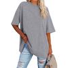 Womens' Fashionable And Casual Solid-color Basic Round-neck Short-sleeved Top