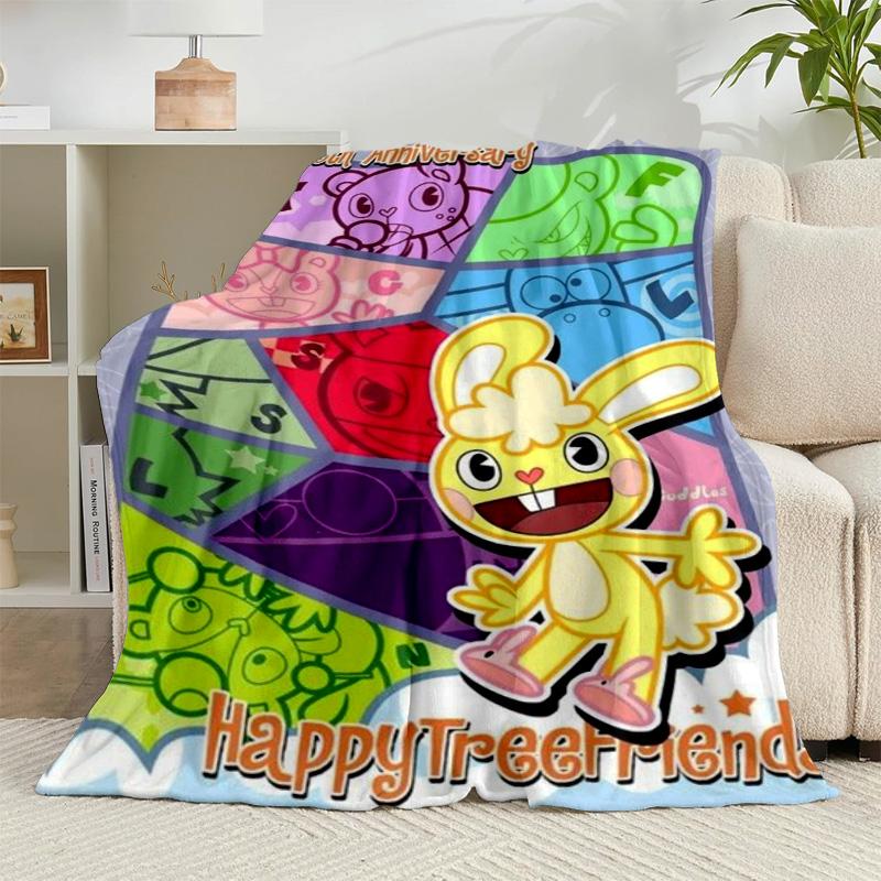 1PC Happy Tree Friends Anniversary Flannel Blanket Gift, Suitable for Both Men And Women, Soft Ideal for Beds And Sofa, Birthday Or Christmas Gift