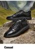 First layer cowhide men's casual board shoes black 2026 new model no tie leather shoes men's trendy shoes versatile
