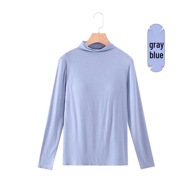 Модальная женская базовая рубашка с длинным рукавом и нагрудными вкладышами, без косточек, с интегрированной чашкой, осенне-зимняя верхняя одежда и одежда для сна