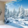 Snow Scene Christmas Tapestry Polyester Blacklight Tapestry, Wall Hanging For Living Room Bedroom Office Home Decor