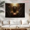 Buddha Lotus Tapestry  Golden Serene Buddha with Floating Pink Lotus Spiritual Wall Artfor Bedroom or Dorm Decor