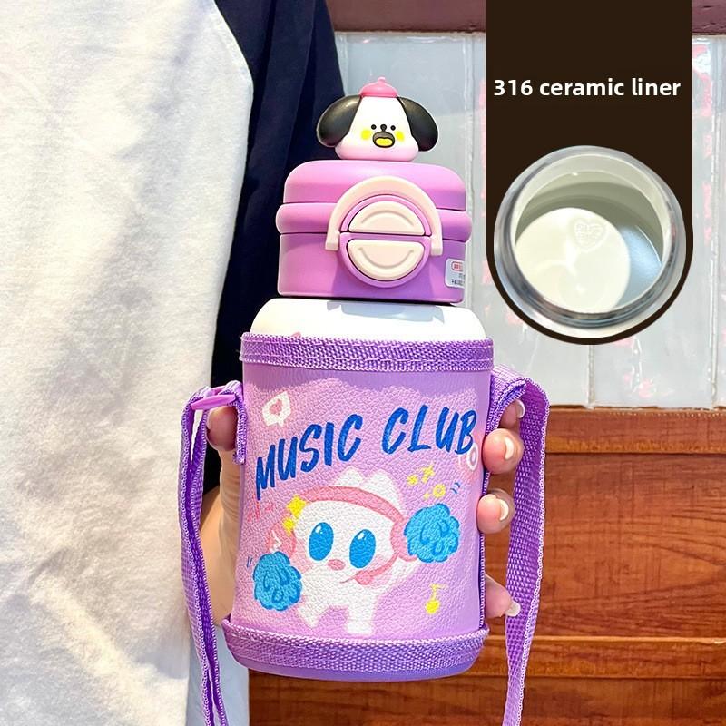 Childrens 600ml Insulated Thermos Bottle With Ceramic Inner For School And Travel