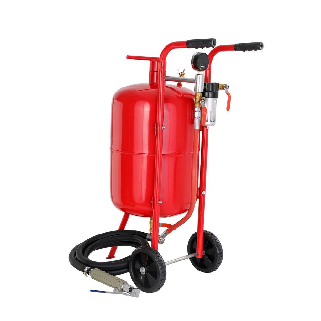 10 Gallon/38L Sandblaster Equipped with Nozzle Shut-Off Valve Pressure Gauge Ceramic Nozzle Rubber Wheels Grit Blasting Blast Sandblasting