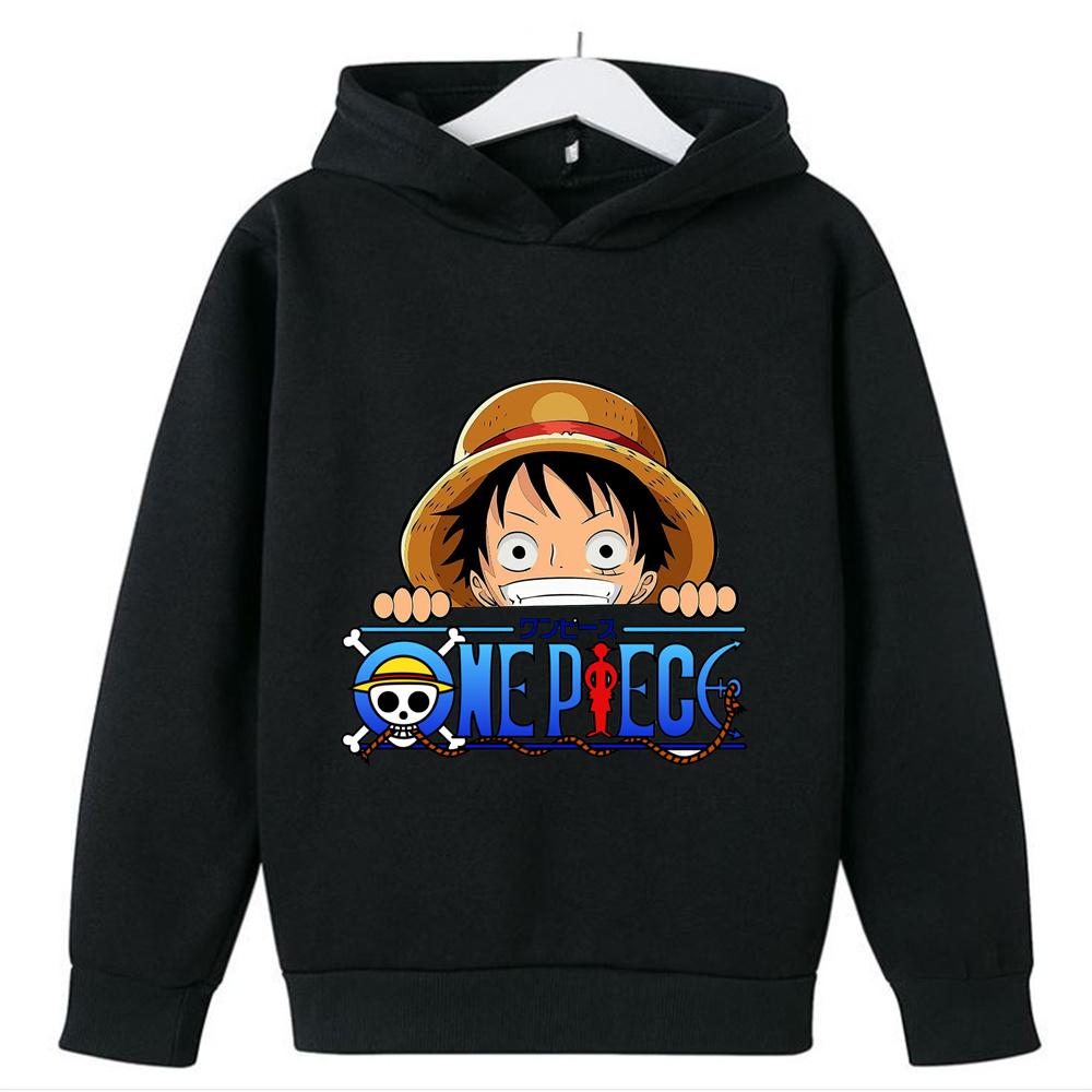 Anime One Piece Hoodies Luffy Casual Ace Law Roronoa Zoro Luffy Streetwear Kids Boys Sweatshirts Pullover Hooded Fashion Costume