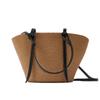 Summer Straw Totes Bag Women Large Capacity Rattan Handle Bag Splicing Color Beach Bag