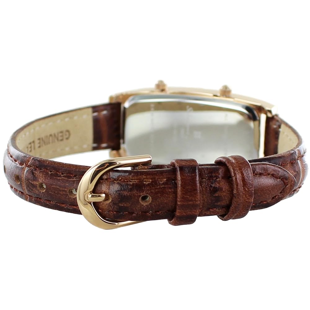 Часы с кожаным ремешком, прямоугольные, квадратные, Dual Time [Salvatore Mara] женские [] (№5 Коричневый)