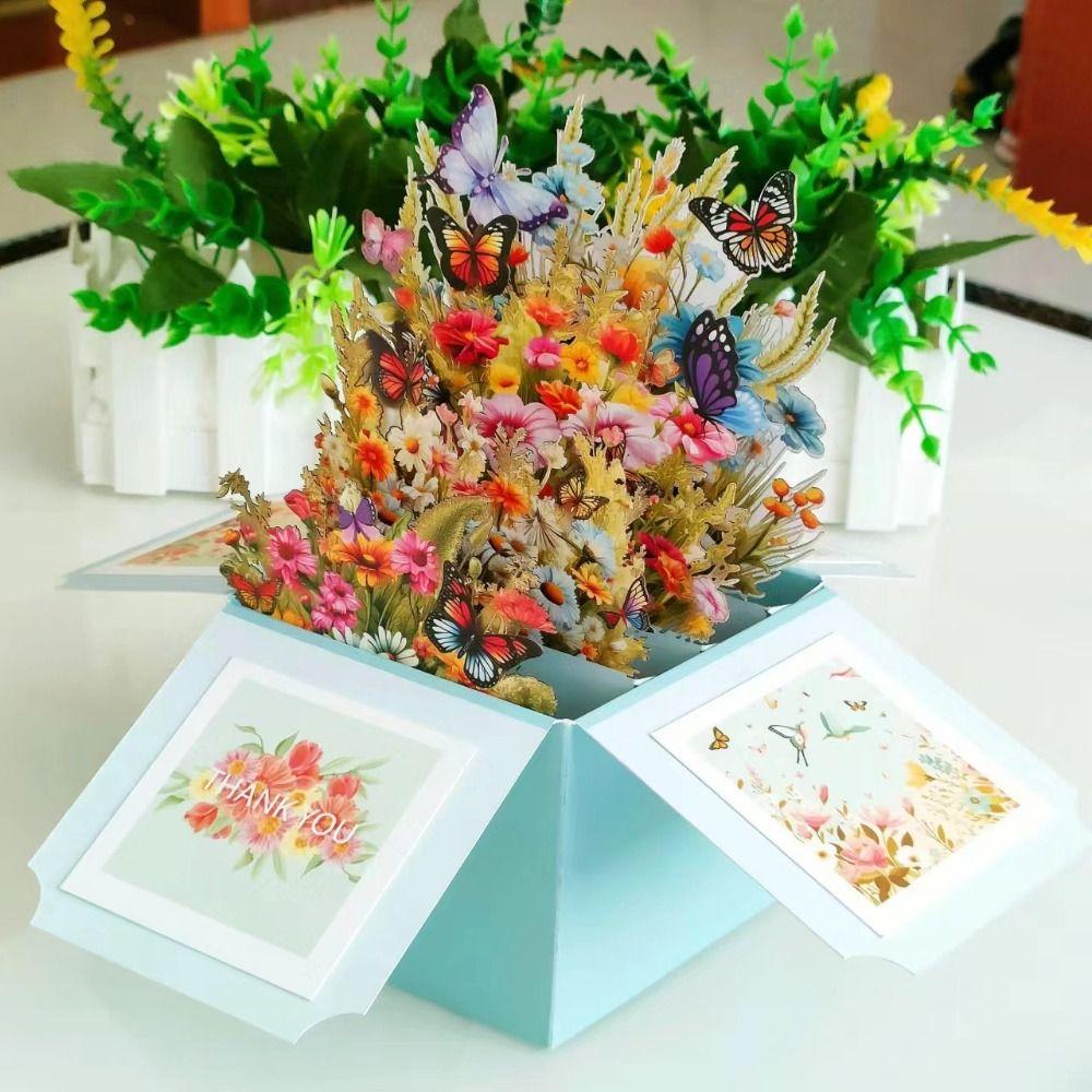 Bouquet Flower Paper Flowers paper Postcard Useful 3D Pops-up Bouquet  Birthday Wedding