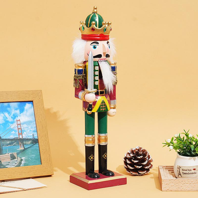 30cm Nutcracker Puppet Soldier Ornament Doll Merry Christmas Decoration Creative Gift Wooden Handicrafts Desktop Cute Ornament