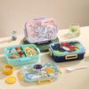 Children's Cartoon Lunch Box with Astronaut, Dinosaur, and Unicorn Design - Three-Compartment Bento with Salad Bowl