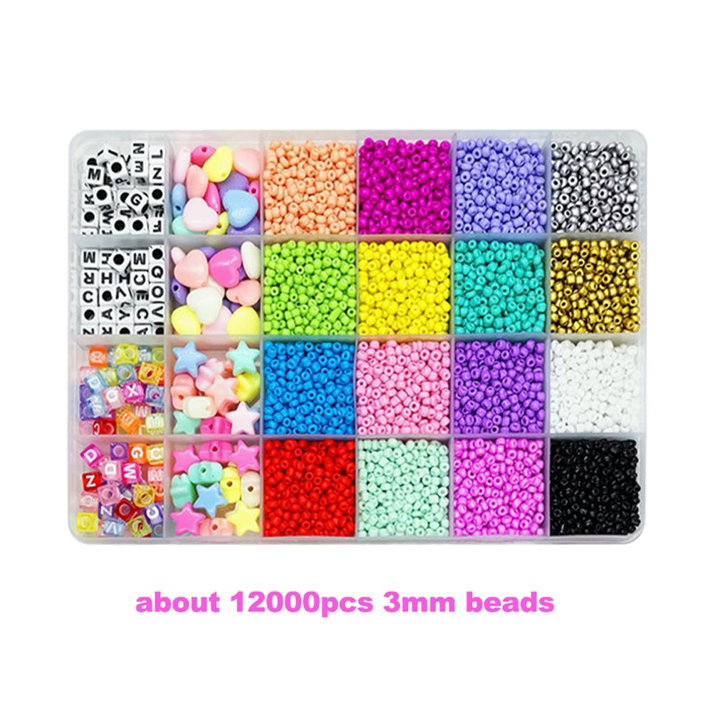 24 Slot Multicolor Baking Paint Beads Set Glass Beads Box Alphabet Pattern Beads for DIY Bracelets