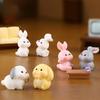Micro Landscape Creative Cute Bunny Family Animal Doll Decoration Accessories Mini Table Top Resin Ornaments Decoration Crafts