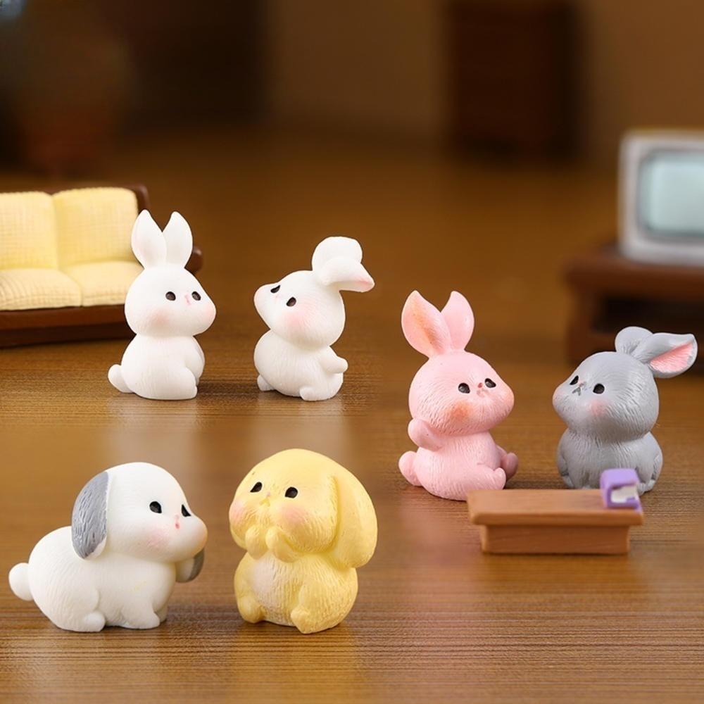 Micro Landscape Creative Cute Bunny Family Animal Doll Decoration Accessories Mini Table Top Resin Ornaments Decoration Crafts