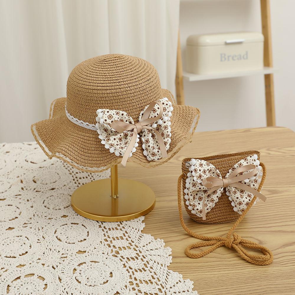Соломенная шляпа с бантом для девочек, летняя шляпа от солнца, шляпа принцессы, пляжная шляпа от солнца, шляпа рыбака, дышащая шляпа от солнца