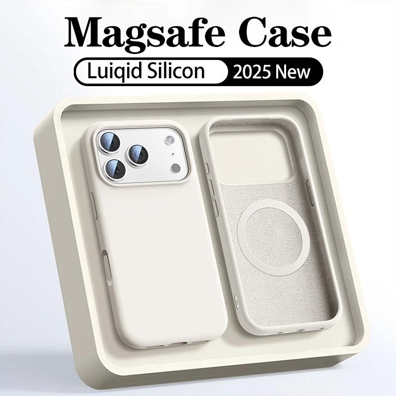 Official Original Liquid Silicone Magnetic Phone Case For iPhone 17 Air 16 15 14 Plus 13 12 Pro Max 17Pro For Magsafe Soft Cover
