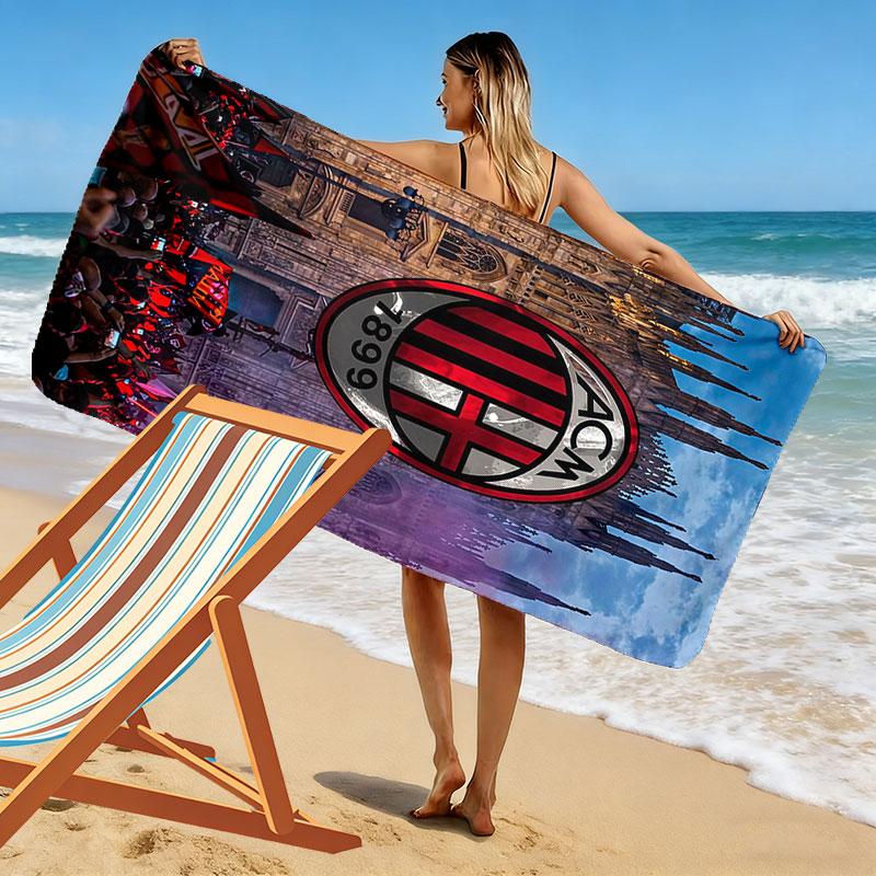 AC Milan Players Print Beach Towel, Large Soft Quick Dry Towel for Beach Camping Swimming