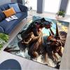 Dinosaur Rectangular Rug, T-Rex Triceratops Print Non Slip Floor Mat for Living Room Bedroom Decor