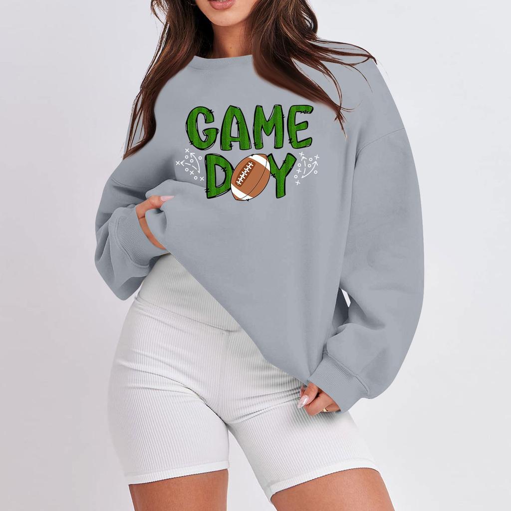 Women's Casual Fashion Long Sleeve Print Round Neck Loose Sweatshirt Top