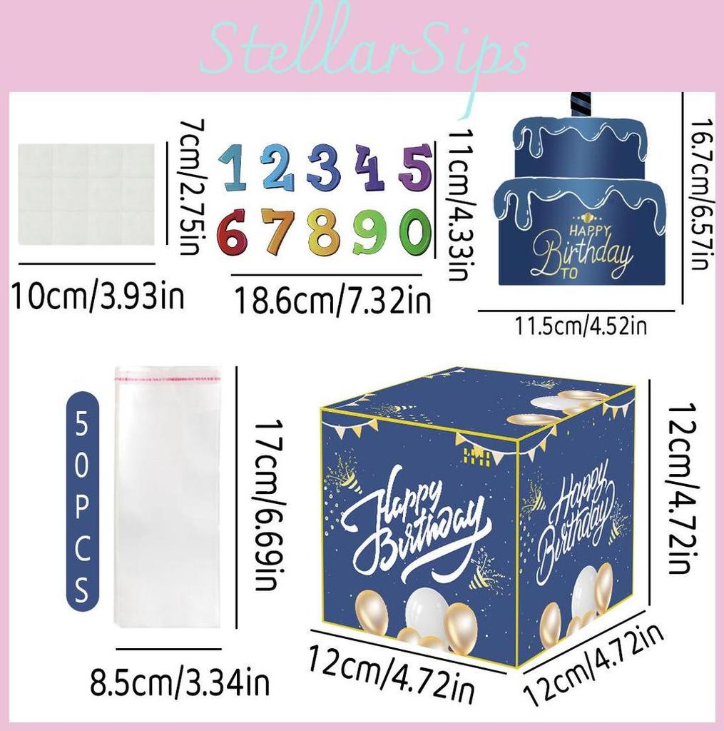 Blue Digital Number Party Birthday Gift Box For Wedding And Festival Event Decor
