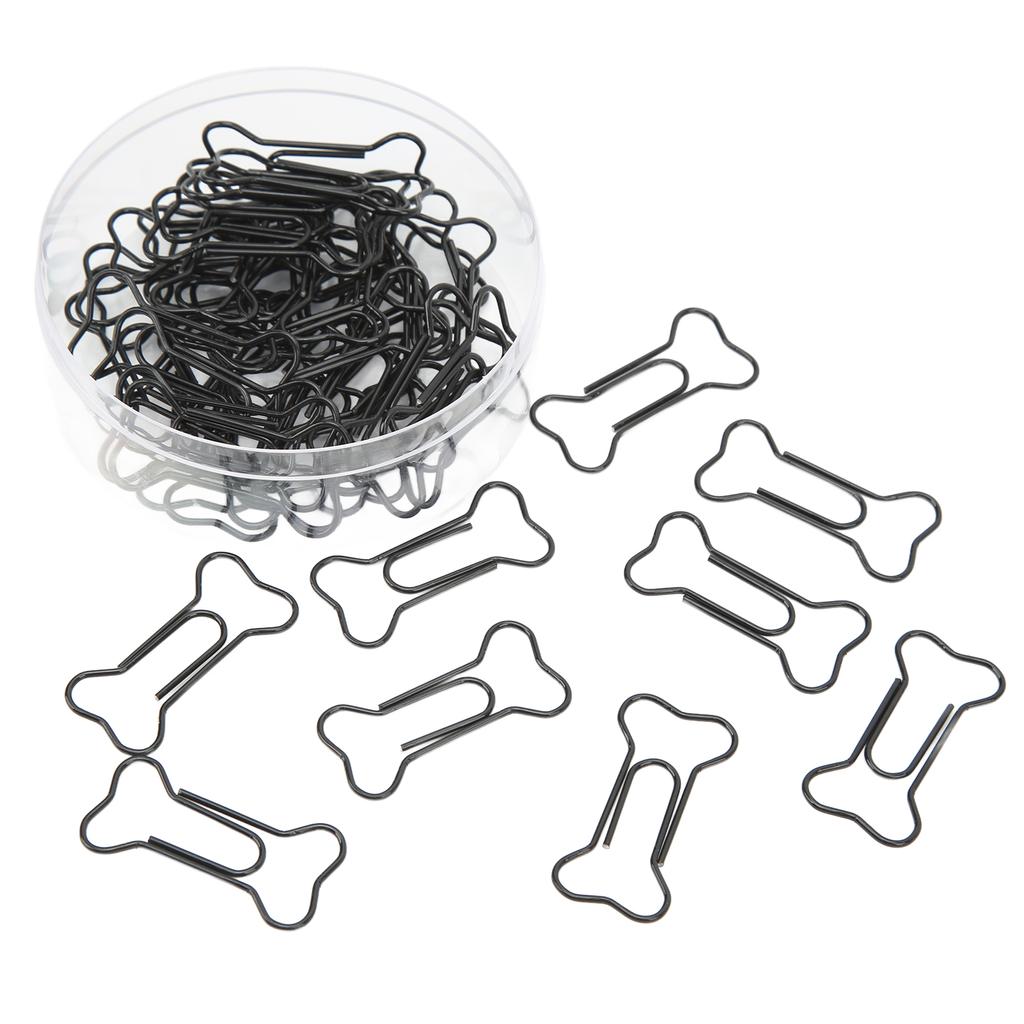 45 шт. скрепок в форме собачьей кости, черные, легкие, для организации записных книжек, проволочные зажимы-закладки