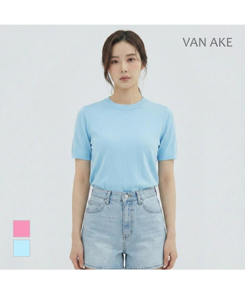 VANAKE Simple Round Short Sleeve Knit_Vb36Ktm305Z
