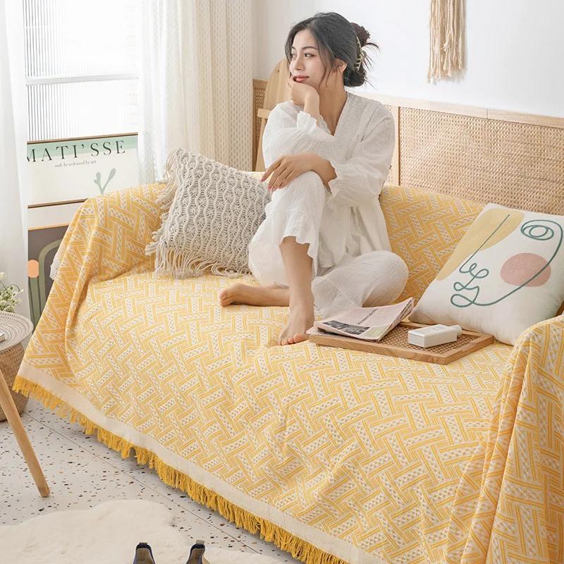 Чехол для дивана в богемном стиле для сдаваемой в аренду недвижимости Four Seasons, ткань с волнистым узором