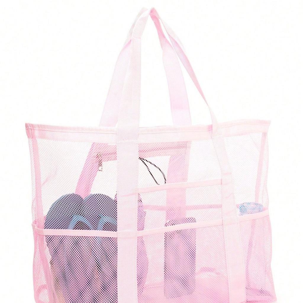 Beach Bag Large Capacity Toy Mesh Swim Bag Multi-Functional Travel Portable Shoulder Beach Bag Swimsuit Storage Bag
