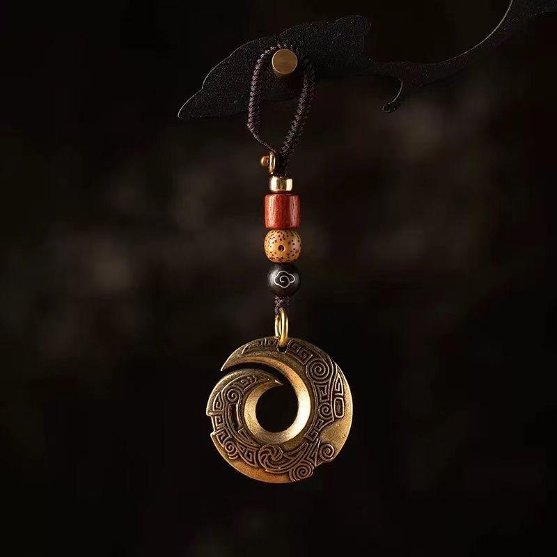 Custom Brass Bell Tortoise Shell Keychain Pendant - Retro High-End Car Lanyard