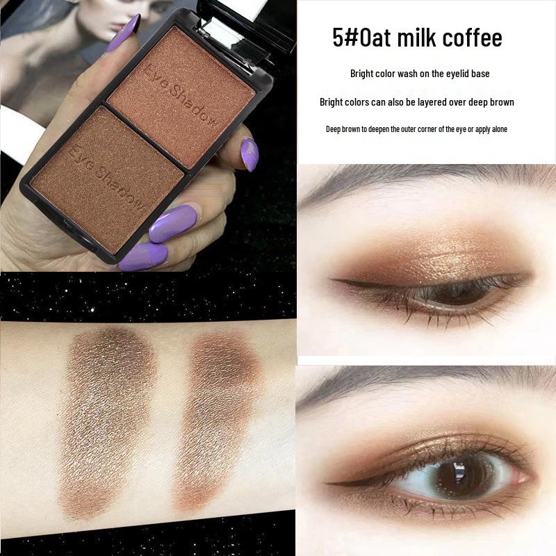 Ashareya Two-Tone Shimmer Eyeshadow Palette: Earth Tone, Blue-Green, Purple, White