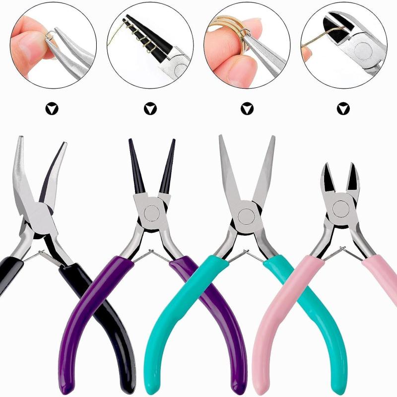 4 Pack Jewelry Pliers Jewelry Making Pliers Tools Kit With Needle Nose Pliers/Chain Nose Pliers, Round Nose Pliers