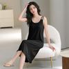 1011 новая женская летняя ночная рубашка с нагрудной подушечкой Модальная прохладная майка средней и большой длины однотонная домашняя одежда