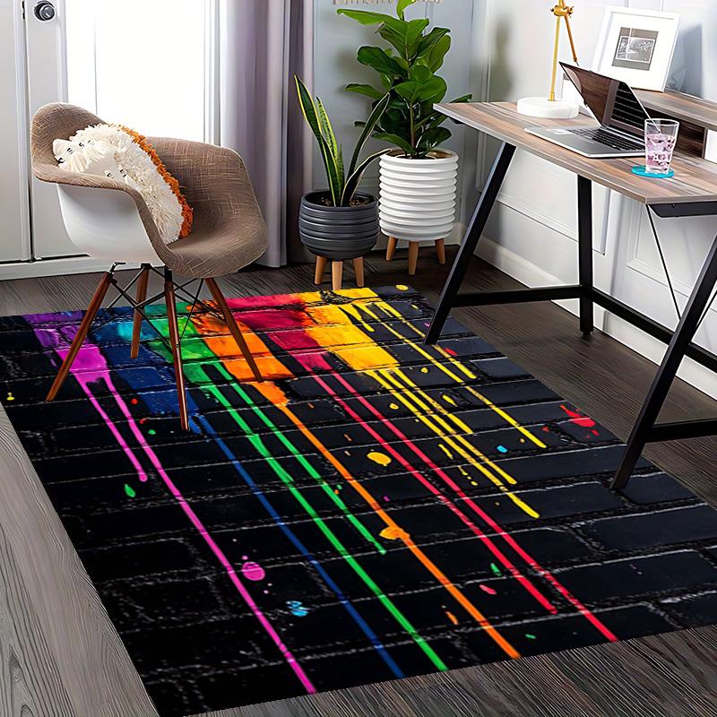 1pc Colorful Paint Drips Chair Mat - Festival Gift, Non-Slip Carpet for Office Chairs, Suitable for Home Decor, Living Room, Bedroom, Game Room.P045