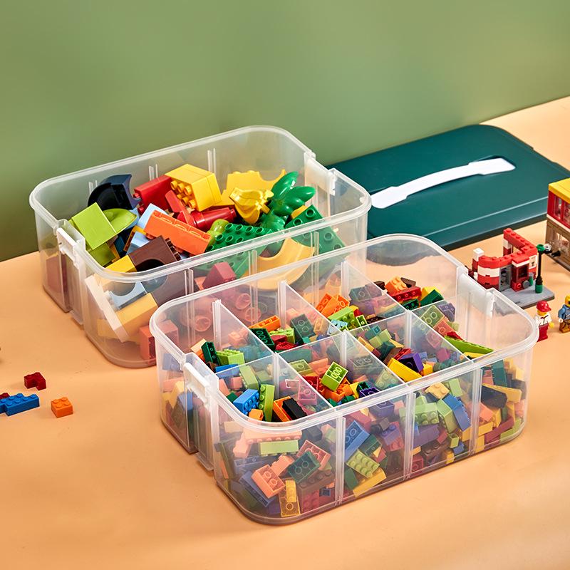 Large Transparent Toy Storage Box with Lid for Children's Building Blocks and Lego Organizer