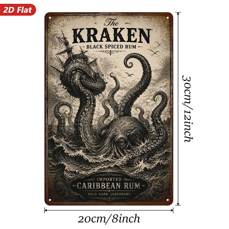 The Kraken Black Spiced Rum Metal Sign