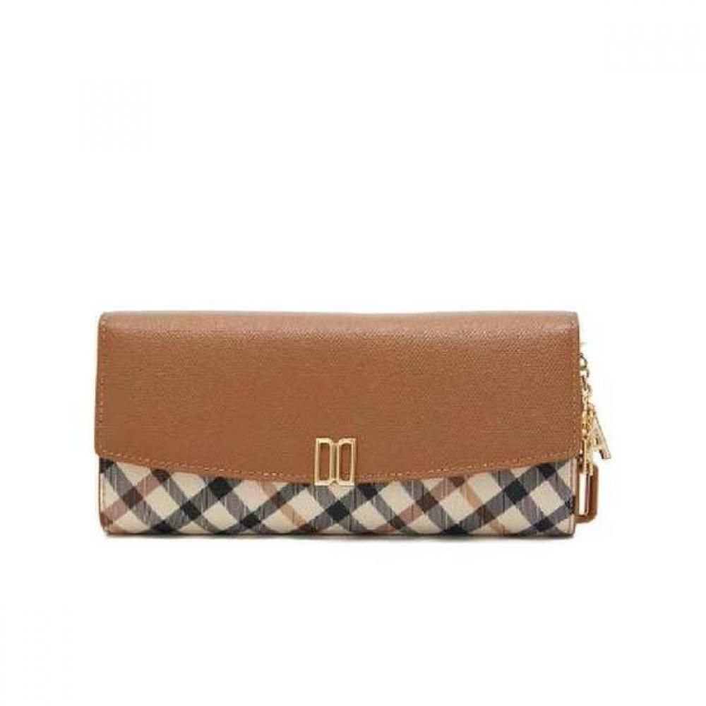 Daks Long Wallet Color Block Dd Logo Brown Check Dcwa2f421w2