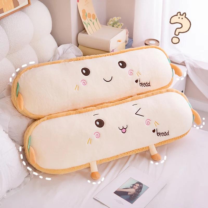 Новая 60/90 см мультяшная длинная полосатая желтая плюшевая подушка в виде хлеба, мягкая подушка для поясницы, мягкая игрушка для декора комнаты
