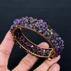 Amethyst Cuff Bracelet Real Gemstone Bangle, Copper Electroformed Bracelet Handmade Jewelry, Adjustable Bangle For Gift Women Jewelry