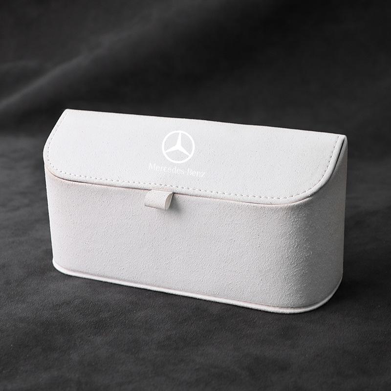 Car Sun Visor Glasses Box Suede Car Badge Sunglasses Clips Glasses Box For Mercedes Benz B/C/E/S Class A Class C200L GLC GLK CLA WE10