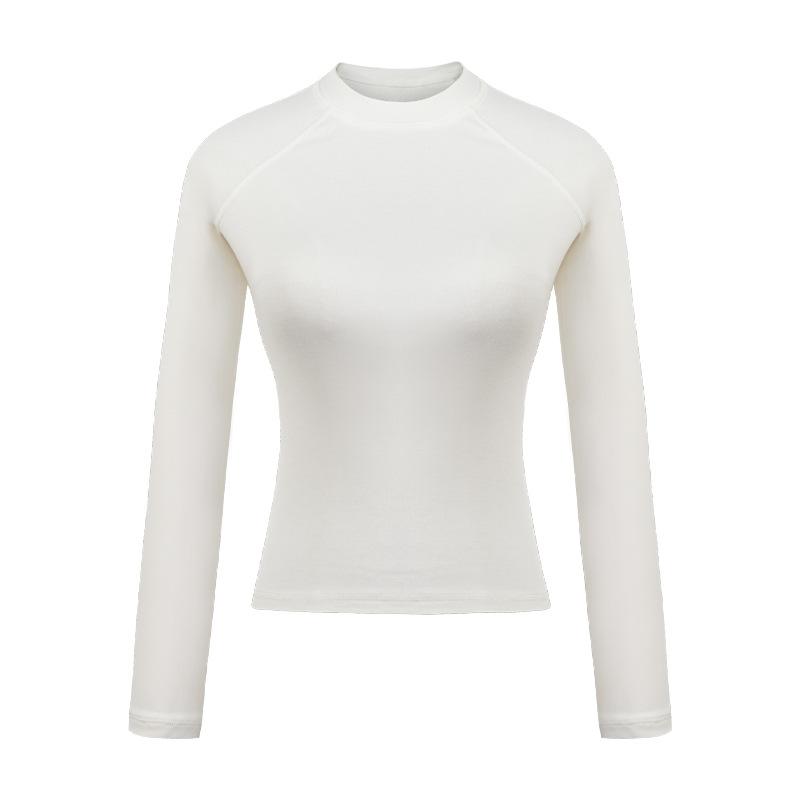 Осенний топ с длинным рукавом и круглым вырезом, футболка женская, американская, тонкая, трендовая, брендовая, однотонная