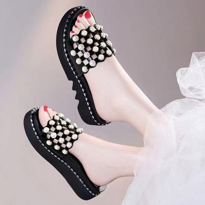 Модные женские тапочки и сандалии для дам, черные туфли с драгоценными камнями, стразы, слайдеры, милые, оригинальные, летняя обувь, Eva