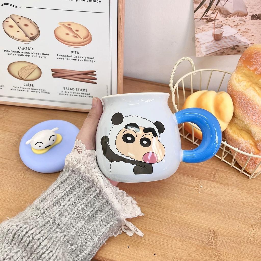 Crayon Xiaoxin Mug Birthday Gift Girls Practical Ceramic Cup With Lid Breakfast Milk Couple Cup Souvenir