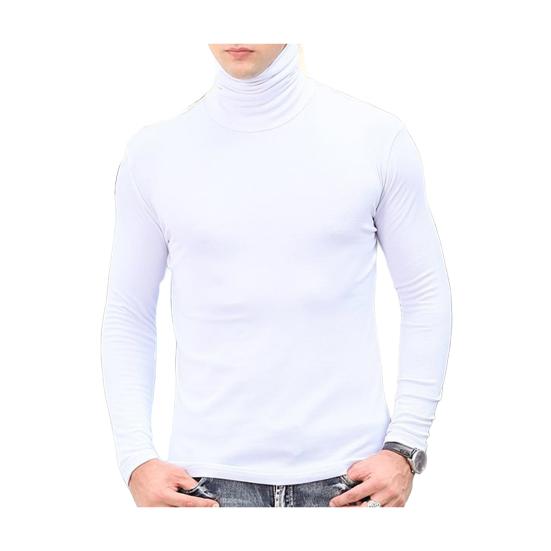 Men Layering Top High Collar Prevent Neck from Wind Highly Stretchy Slim Fit Solid Color
