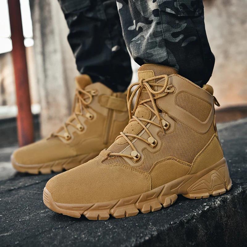 New Men Tactical Boots Military Climbing Shoes Brand Size Plus Breathable Ankle Waterproof Lace Up Outdoor Casual Hiking Shoes