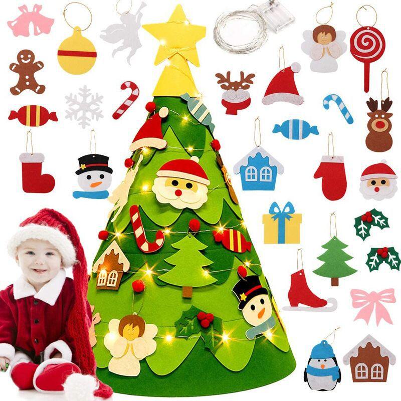 Do-It-Yourself Felt Christmas Tree Set Christmas Decorations Xmas Wall Hanging Ornaments Gifts For Kids Christmas Home Door Decorations
